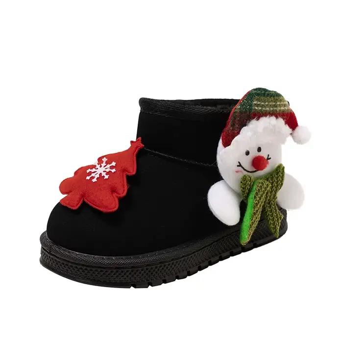 Bottes de neige pour enfants, cadeau de noël, bottes courtes avec fourrure épaisse et chaude, bottines d'hiver pour garçons et filles, bout rond, souples, nouvelle collection 2025