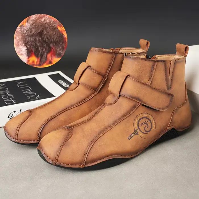 Automne et hiver nouveaux hommes bottes courtes 2025 britannique classique rétro fond plat coton chaussures en plein air affaires chaussures de ville