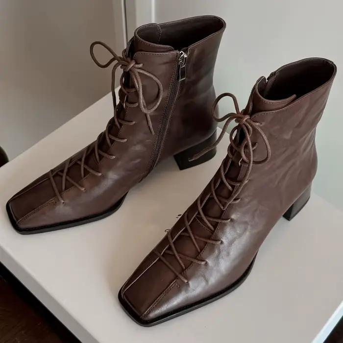 Bottines d'automne en cuir de vache pour femmes