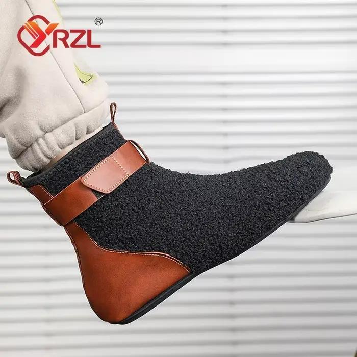 YRZL-Bottes d'hiver chaudes pour hommes, chaussures plates, douces, décontractées, confortables, pour la maison
