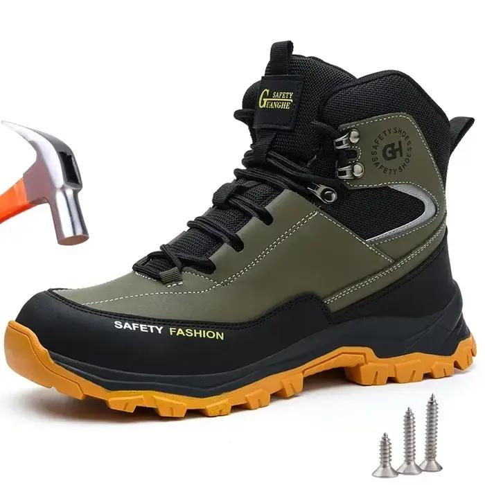 Bottes de sécurité de travail imperméables pour hommes et femmes, chaussures de travail indestructibles, Anti-écrasement et Anti-perforation, chaussures de protection pour hommes