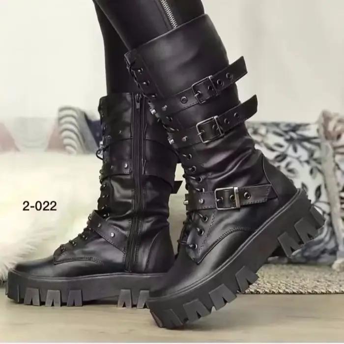 Bottines gothiques punk à lacets pour femmes