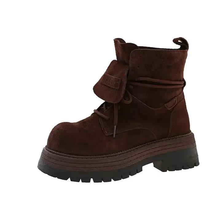 Bottines plates à plateforme 2026 pour femmes, chaussures de sport décontractées et tendance, bottes d'hiver confortables, bottines courtes de marque de créateur pour femme