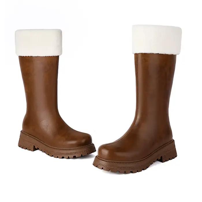 Femmes à la mode bout rond talon épais semelle intermédiaire bottes de Combat confortable semelle à bride bottes courtes décontracté femmes chaussures 862-11