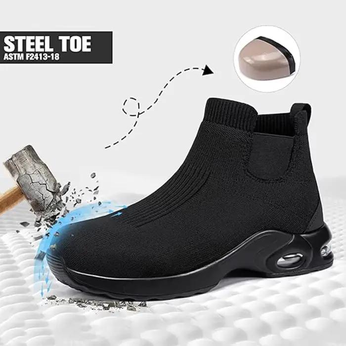 LARNMERN-Chaussures Parker en Acier pour Hommes et Femmes, Bottes de Travail à Degré d'Eau, Baskets de Sécurité Antidérapantes à Enfiler, Châle à Coussin d'Air Industriel
