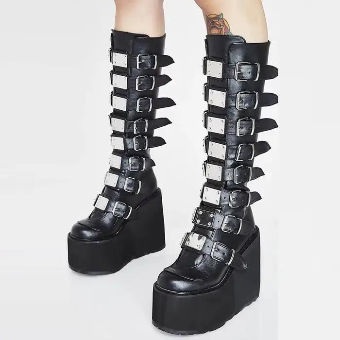 Bottes de Cosplay Hautes en Cuir pour Femme
