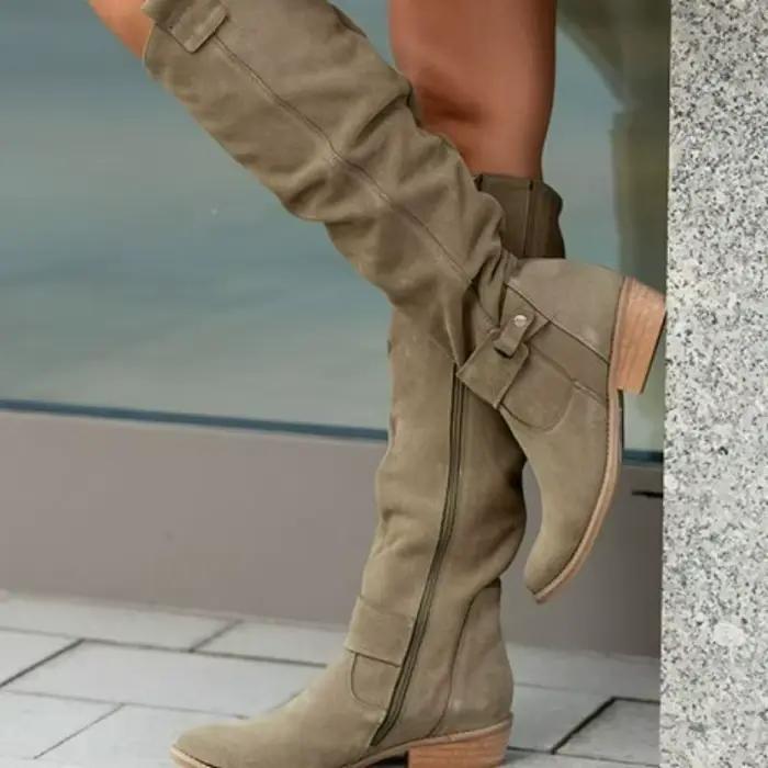 Bottes femme daim mi-mollet