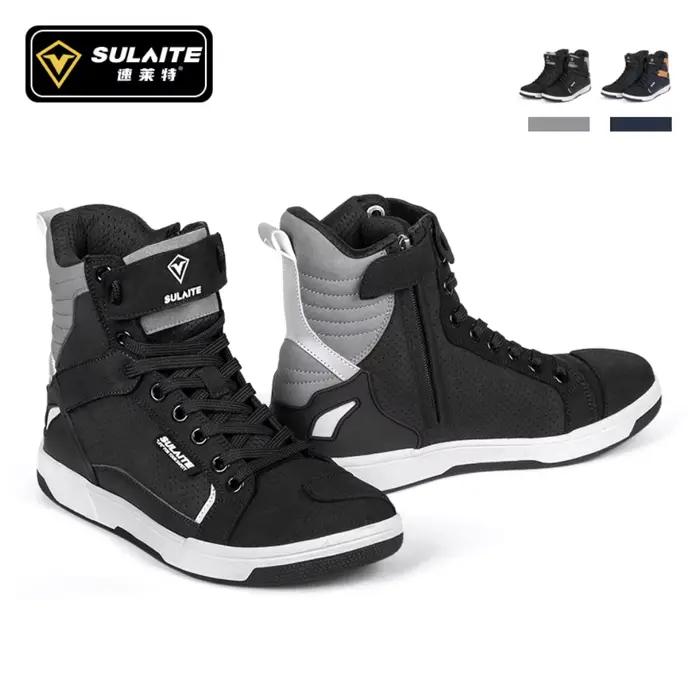 SULAITE bottes de moto pour hommes 4 saisons Anti-chute anti-dérapant réfléchissant tout-terrain loisirs chaussures de motocross
