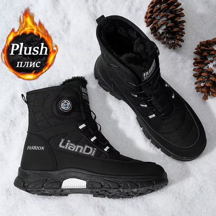 Bottes d'hiver pour homme design mi-mollet doublure fourrure chaude et confortable pour sports et usage quotidien