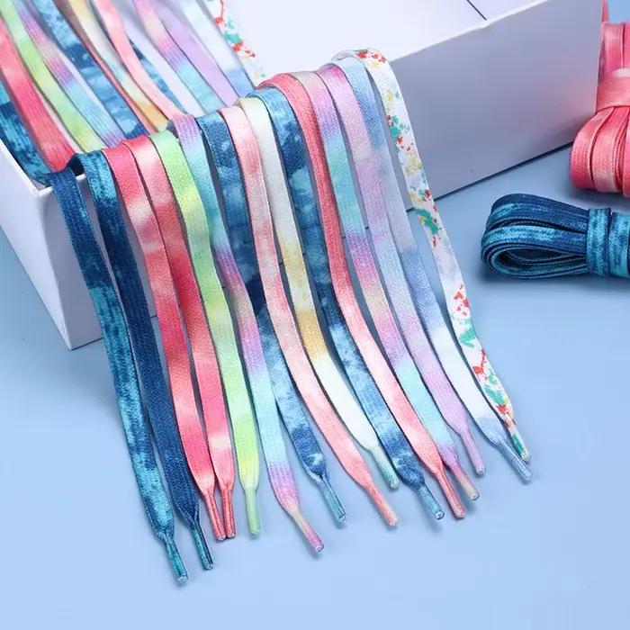 Lacets à teinture par nouage couleurs dégradées pour chaussures de sport bottes baskets patins
