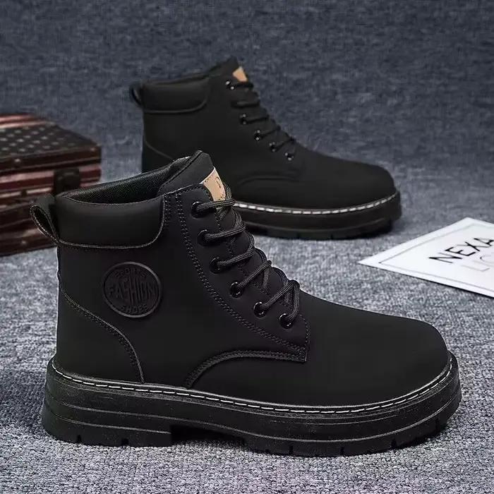 Nouveau automne hommes chaussures bottes haut à la mode moto en cuir