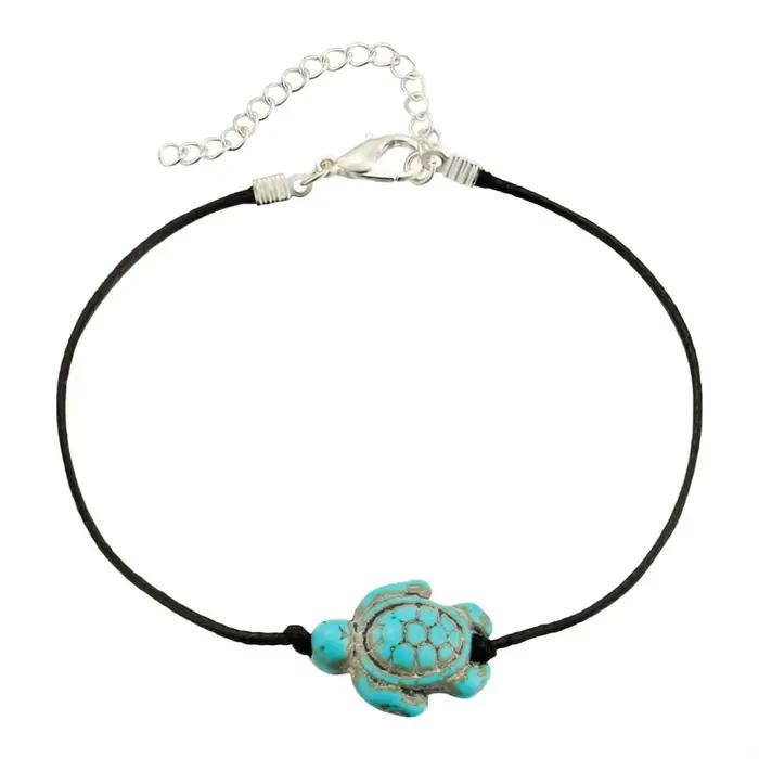 Tortue cheville bijoux bracelets de cheville pied pendentif chaîne Boutique noir Turquoise femme