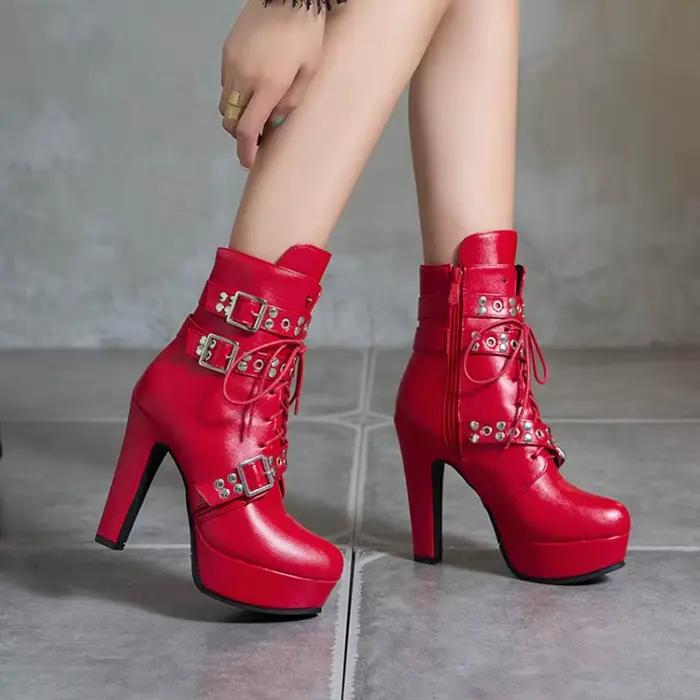 Bottines à plateforme à lacets pour femmes