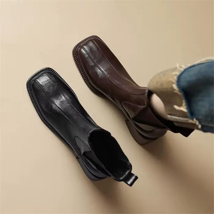 Bottes courtes à talons épais pour femmes, chaussures à la mode, carré, automne, hiver, nouveau