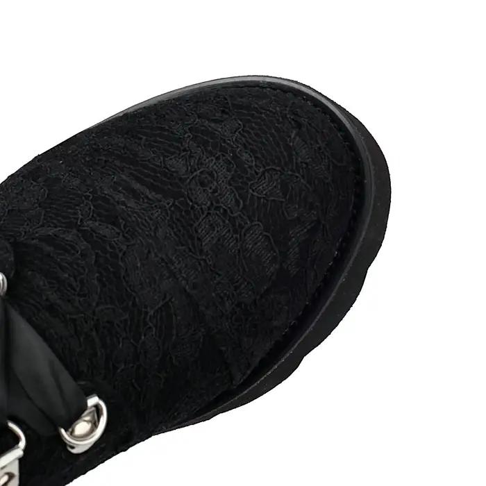 JODecor-Bottes compensées confortables pour femmes, chaussures à plateforme, dentelle florale, patchwork, PU, rouge, noir, punk, rinçage, hiver