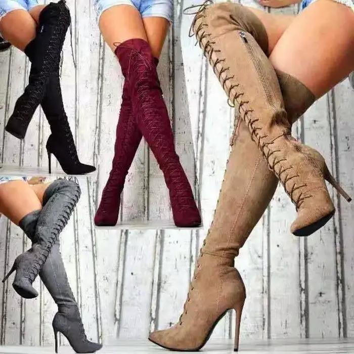 Bottes pour femmes bout pointu sur le genou