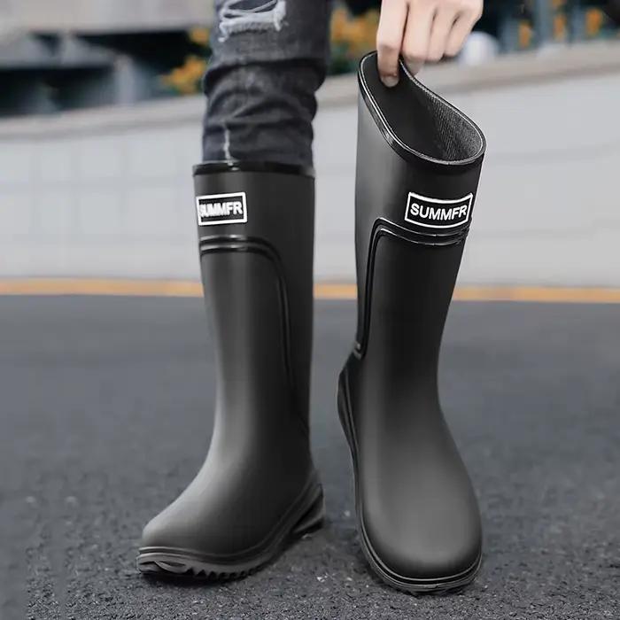 Bottes de pluie décontractées à tige haute pour hommes, légères, antidérapantes, imperméables, pour la pêche, confortables, pour l'extérieur, pour le jardin, quatre saisons