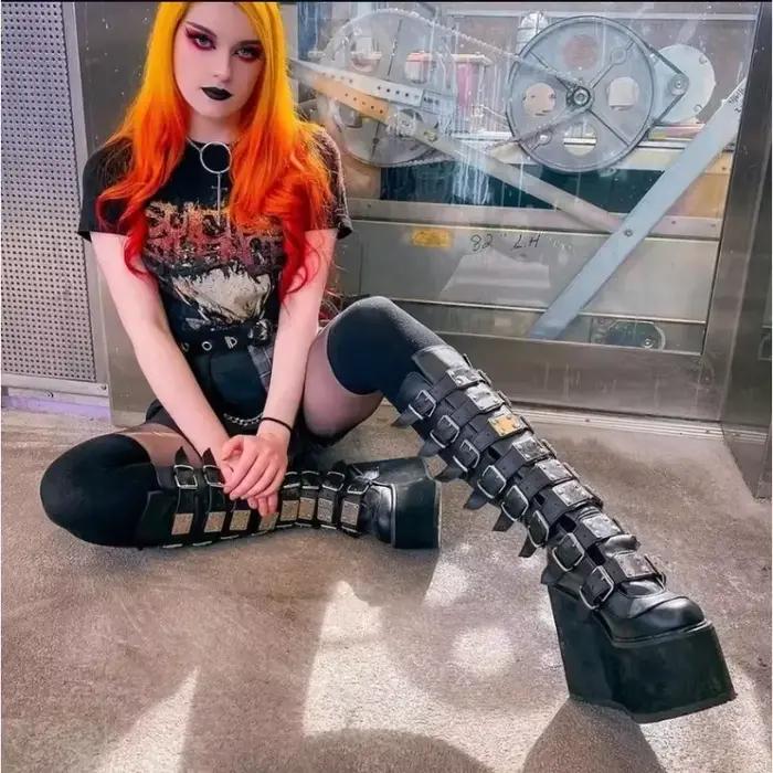 Femmes bottes Cosplay dames talon haut plate-forme compensées