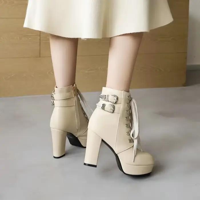 Bottes de rinçage à plateforme pour femmes talons hauts et épais style punk bottes de cheville plateforme pour soirée et sorties nocturnes