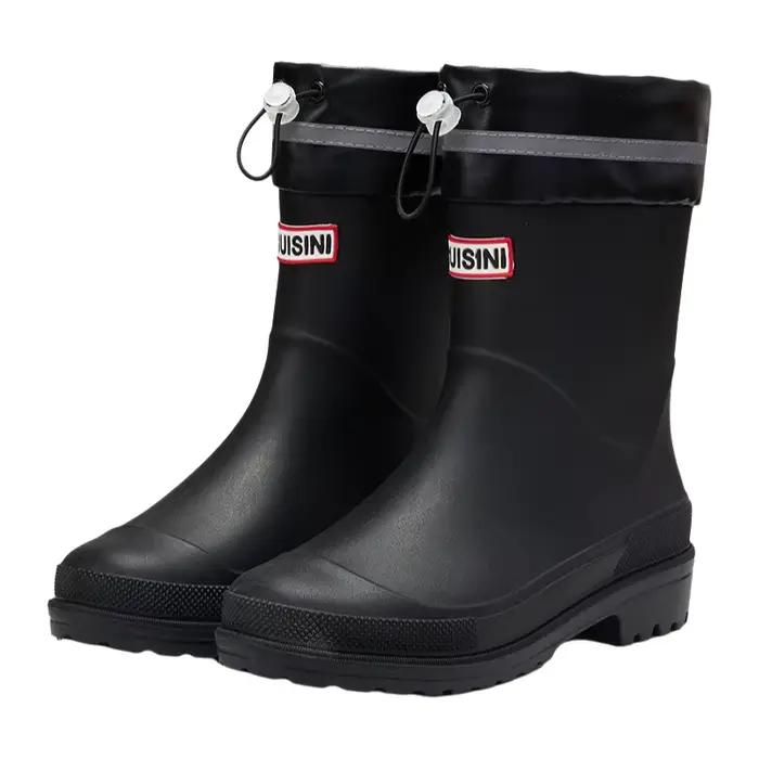 Bottes de pluie mi-mollet pour femmes, imperméables, antidérapantes, résistantes à l'usure, lavables en machine, chaussures de travail d'extérieur