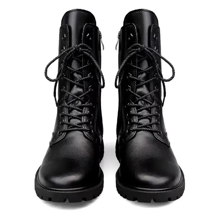 Bottes de neige en cuir véritable avec fermeture à glissière latérale pour hommes