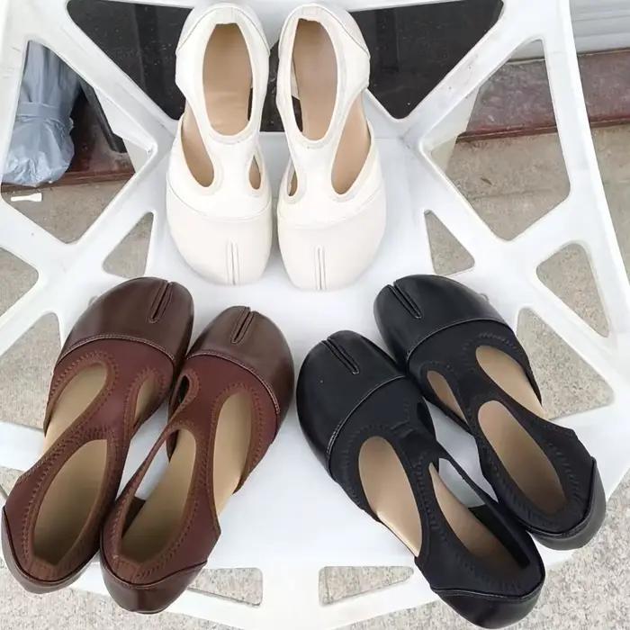 Chaussures Mary Janes pour femmes, style Tabi à bout fendu, baskets de marche d'été, mocassins décontractés à empiècements, ballerines de créateur