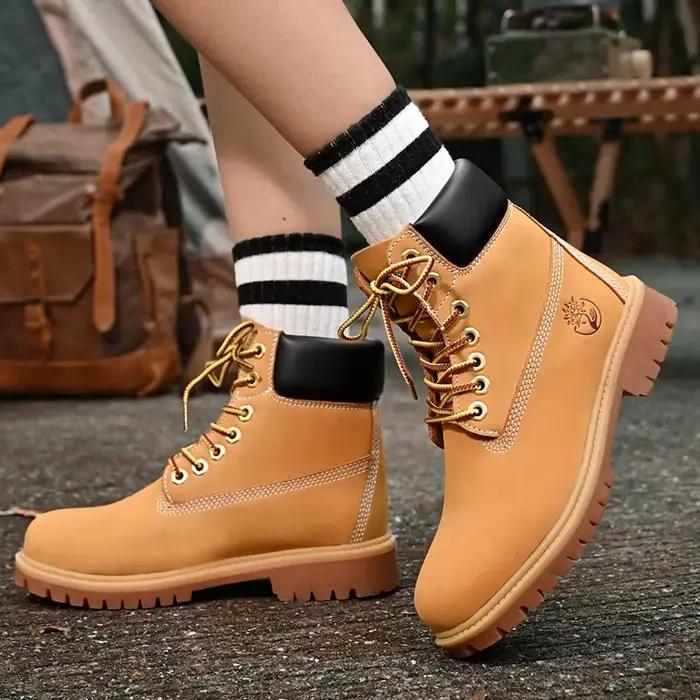 Bottes hommes bottes hautes hommes chaussures en cuir hiver mode peluche chaussures chaudes baskets d'extérieur à lacets bottines antidérapantes mâle