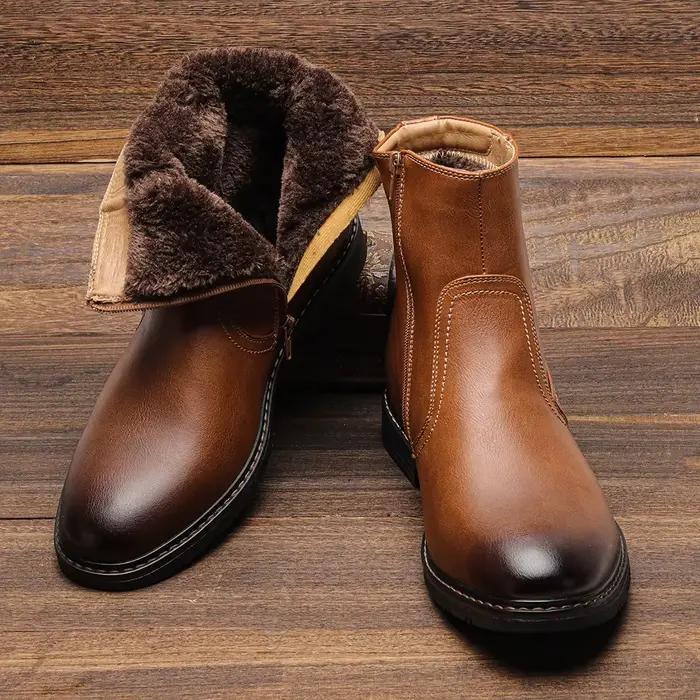 Bottes d'hiver pour hommes, chaussures chaudes à la cheville Vintage pour hommes # 5278