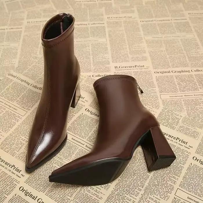 Bottes courtes pointues haut de gamme pour femmes
