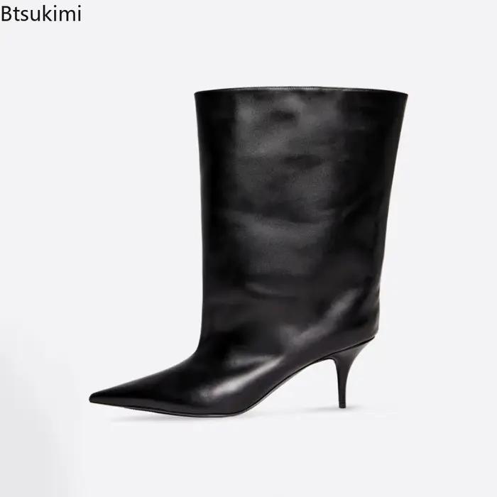 Bottes pour femmes automne-hiver 2026, style moderne à talons hauts et bout pointu, bottines à talon épais, pour banquets, tailles 35-44, grandes tailles