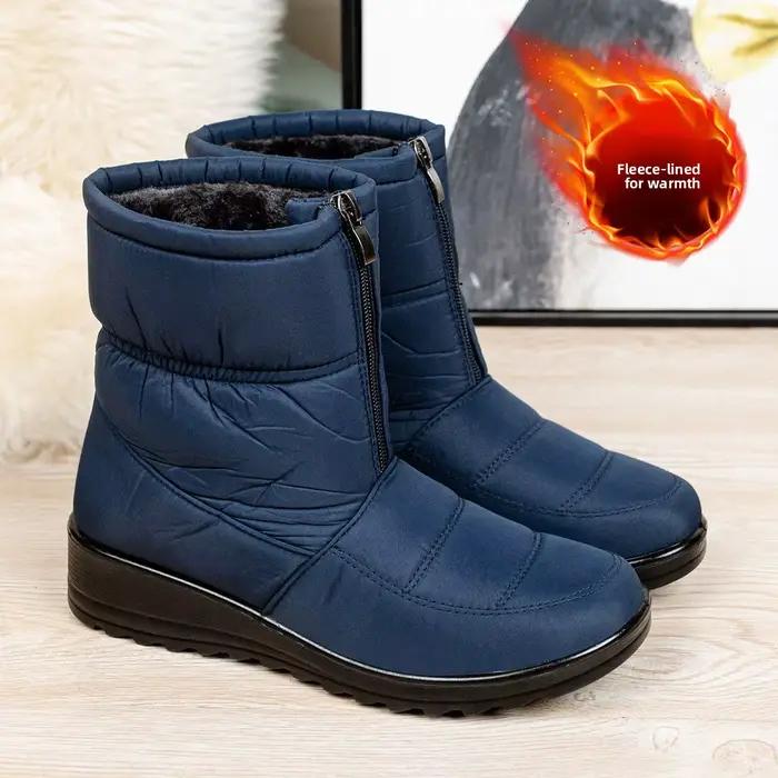 Bottes de neige chaudes d'hiver pour femmes, chaussures imperméables à enfiler pour personnes d'âge moyen et âgées, bottes décontractées à bout rond de grande taille