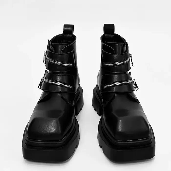 Bottes derby homme 2026 élégantes style punk rock bottes de chevalier cuir semelle épaisse pour homme occasions spéciales