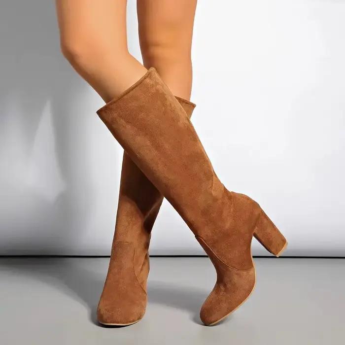 Bottes hautes Sexy à bout pointu pour femme, bottes de randonnée en plein air, talons hauts, couleur unie, Shopping quotidien, bottes de fête, 35-43, nouvelle collection hiver