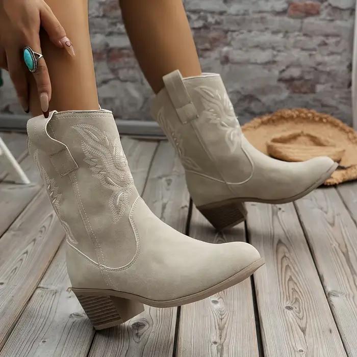 Bottes Chelsea Vintage épaisses à talons mi-hauts pour femmes