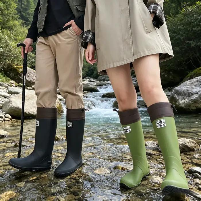 Bottes de pluie imperméables pour hommes et femmes, bottes en caoutchouc antidérapantes pour le jardinage, la pêche, le travail, la randonnée, légères, décontractées, hauteur genou