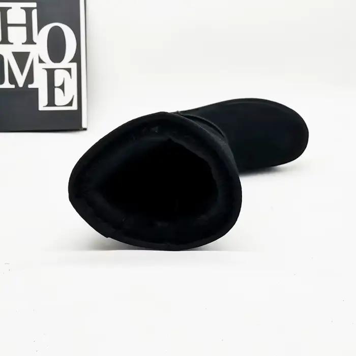 Bottes de neige hautes en cuir véritable pour femmes, chaussures en peluche, chaussures chaudes, optique, nouveauté, hiver, 2023