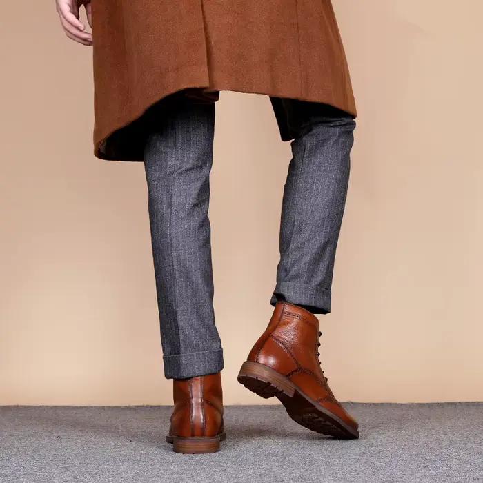 Desai – bottes Brogue en cuir véritable pour hommes