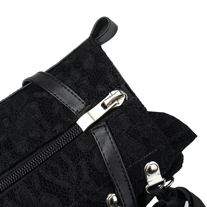 JODecor-Bottes compensées confortables pour femmes, chaussures à plateforme, dentelle florale, patchwork, PU, rouge, noir, punk, rinçage, hiver