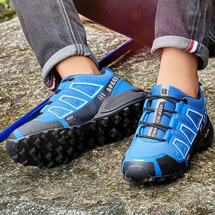 Nouvelles bottes pour hommes de randonnée en plein air confortables et respirantes, chaussures de sport décontractées pour homme, printemps automne, pointure 39-47, cuir artificiel, maille aérée, caoutchouc, EVA, sangles à boucles