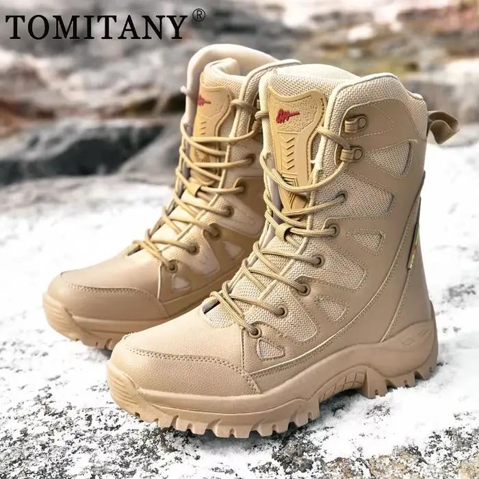 Bottines militaires en cuir pour hommes