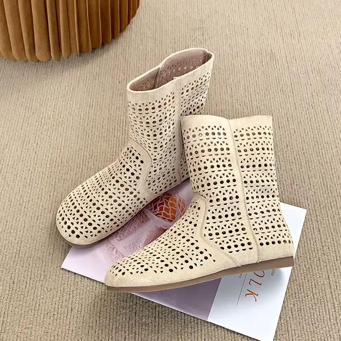 Bottes d'été tendance à bout fermé pour femme – Respirantes, plates, basses, minimalistes, polyvalentes pour l'extérieur, à surface souple