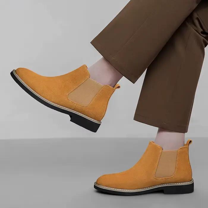 CLOHOO Bottes en jean polyvalentes pour homme, automne-hiver, confortables, à surface douce, bottines simples, décontractées, style business, à enfiler