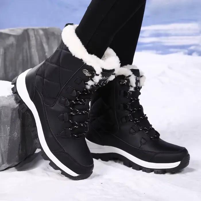 Nouvelles bottes d'hiver pour femmes, bottes de neige hautes, imperméables, bottes de cheville pour femmes, épaisses, chaudes, bottes de randonnée en neige, chaussures de sport en coton d'extérieur