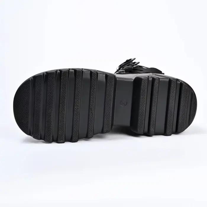 Nouvelles Bottes de Cheville Moto Plateforme Bout Rond Hauteur Augmentante à Lacets Mode Concise pour Femmes Occasions Spéciales