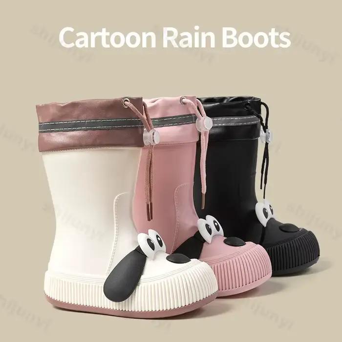 Bottes de pluie pour enfants, bottes de chien de dessin animé mignon, imperméables, à fond souple, pour garçons et filles, toutes saisons, chaussures de pluie d'extérieur à la mode