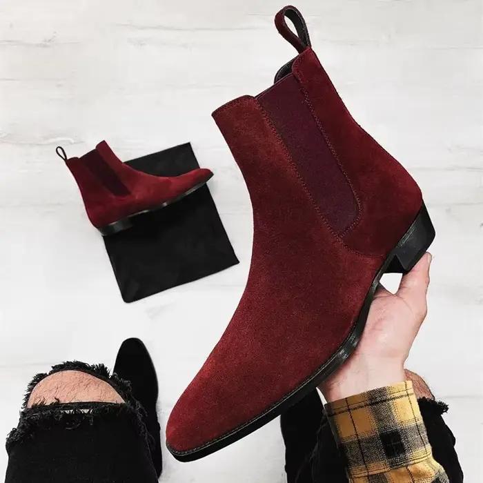 StephanBoots-Bottes de cowboy en PU pour hommes, faites à la main, à enfiler, troupeau, noir, rouge, affaires