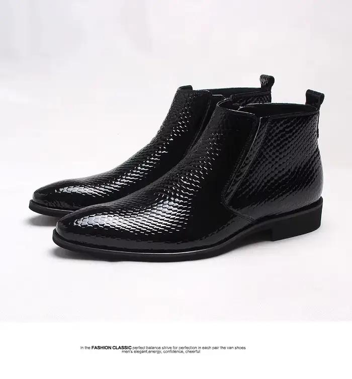 Bottes courtes Chelsea européennes et américaines en cuir véritable pour hommes