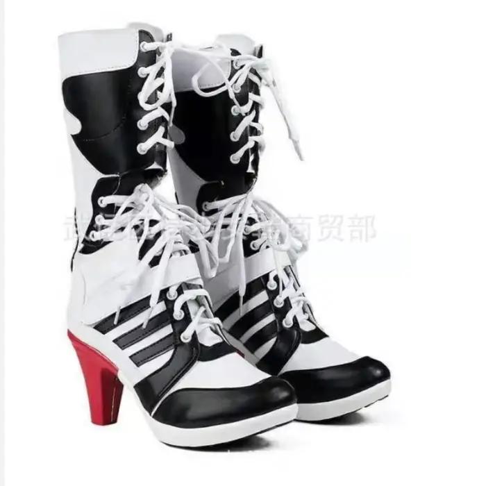 Botte de créateur personnalisée pour femmes, nouveauté d'automne, botte simple ajourée à lacets, bottes au genou noires et blanches, Large 45, botte simple moyenne