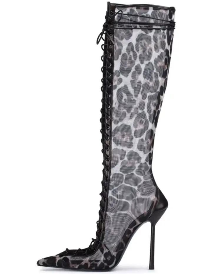 Nouvelles Bottes Courtes à Lacets Printemps Automne Talon Haut Bout Pointu Taille Parfaite Pour Femme Occasions Spéciales