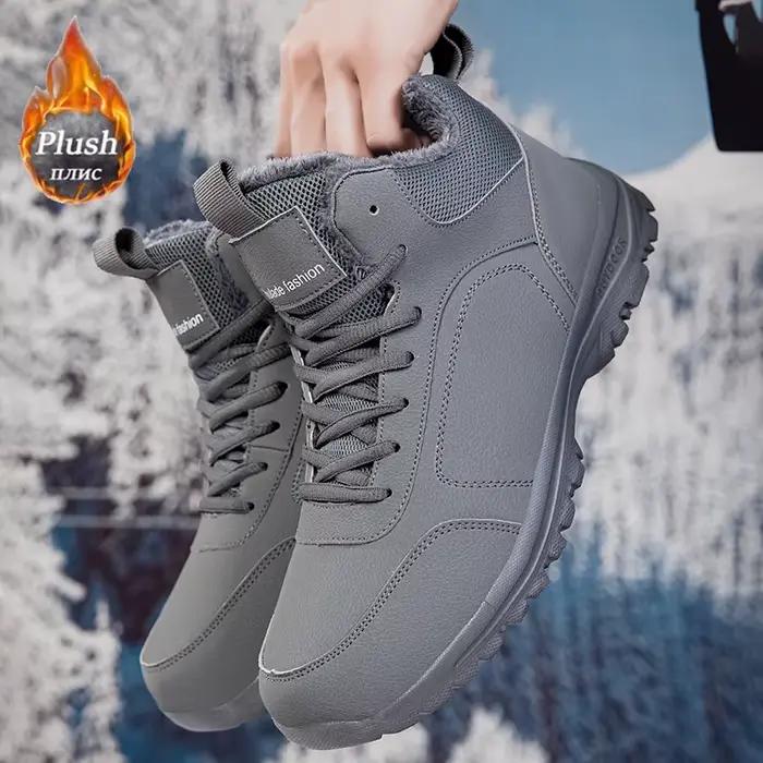 ELUVA hommes bottes de neige baskets imperméables Super chaud en peluche hommes en plein air antidérapant léger bottes de randonnée chaussures de travail homme hiver